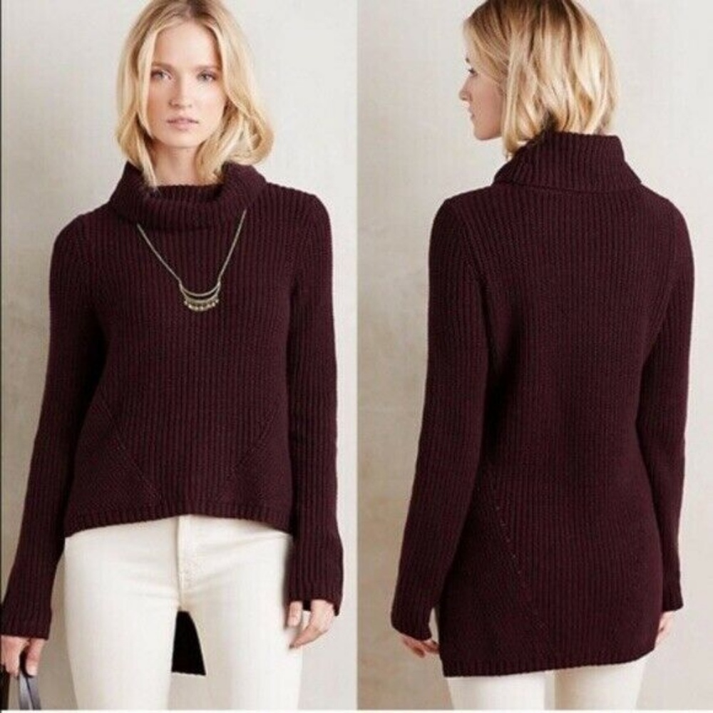Anthropologie Moth High Low Turtleneck Sweater XS - Picture 2 of 7